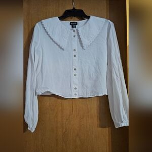 Modcloth White Cropped Collared shirt